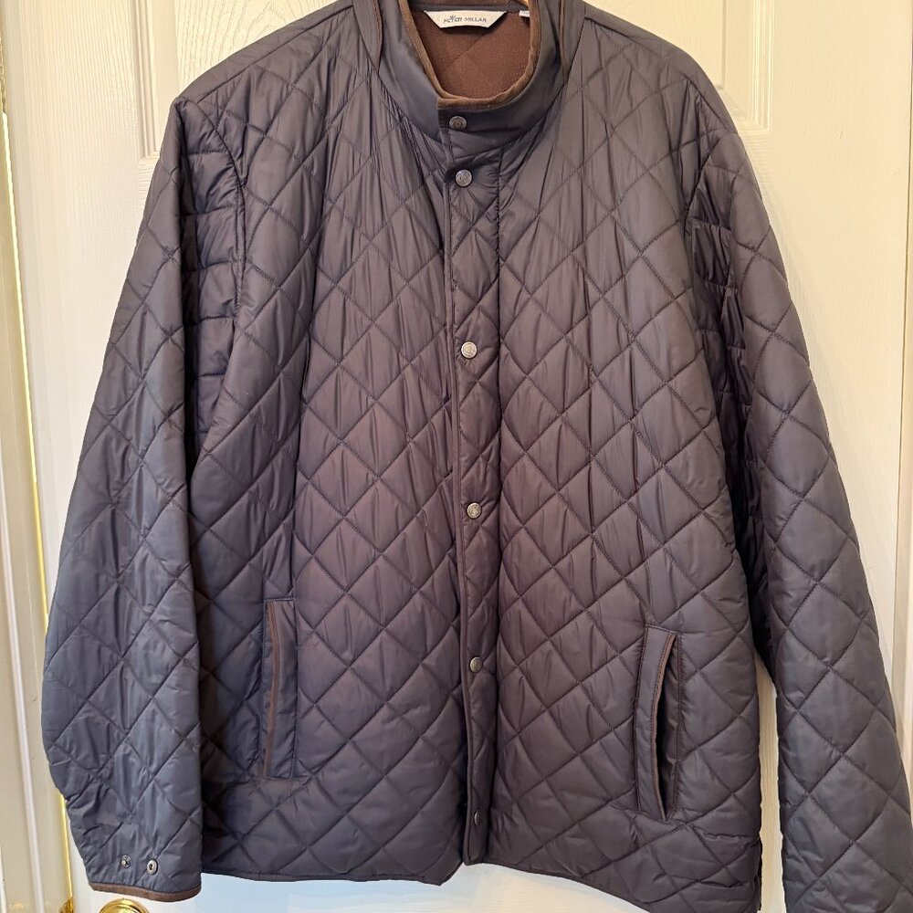 PETER MILLAR Suffolk Quilted Travel Coat Jacket Full Zip Black Sz XXL